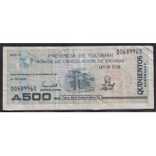 ARGENTINA EC. 122 BONO BILLETE DE EMERGENCIA TUCUMAN